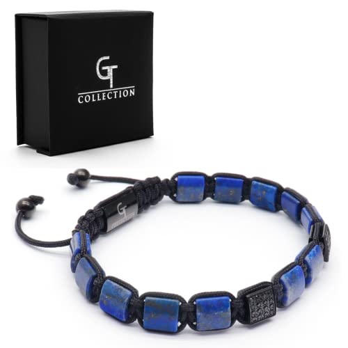 Gt Collection Men's Flat Bead Bracelet - Used For Its Grounding Effects – 100% Natural - Adjustable Gemstones Beaded Bracelet For Mens #TOP2