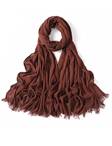 Hijab Scarf for Women - Muslim Rayon Crinkle With Fringe Edge2