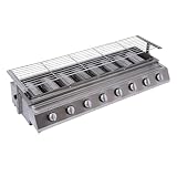 WHYYDSS 40'' Tischgrill, gewerblicher LPG-Gasgrill mit 8 Brennern, tragbarer Gasgrill mit Grillplatte, für Partys, Grillabende im Garten, Camping oder Picknicks