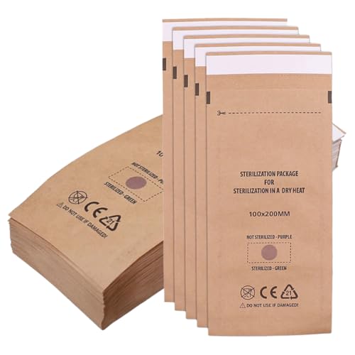 YIPFEN 40 Pezzi Buste Sterilizzazione, Sacchetti Monouso per Sterilizzatore, Accessori per Sterilizzazione Strumenti Estetica e Unghie (100 x 200 mm)