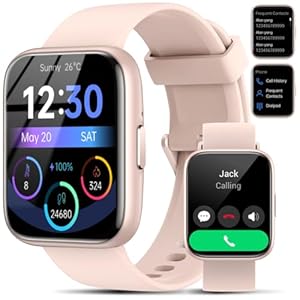 Smart Watch for Men Women – Answer/Make Calls/Quick Reply/AI Voice Assistant, 1.83″ for Android iPhone Samsung Compatible IP68 Smartwatch Blood Oxygen Heart Rate Fitness Tracker (Pink, 1.83″)