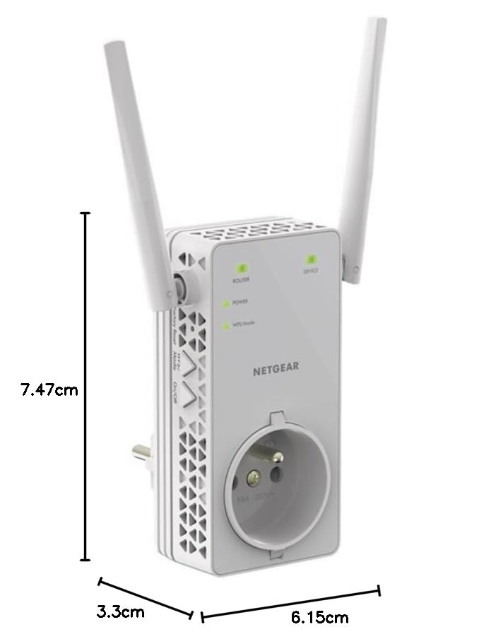 NETGEAR WiFi Repeater (EX6130), AC1200 WiFi Amplifier, WiFi Booster, Up to 90 m² and 20 Devices, Powerful WiFi Repeater, Built-in Power Socket, Compatible with all Box Electronics
