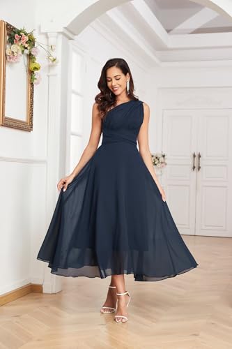 Women's Bridesmaid Dresses for Wedding Tea Length Infinity Chiffon Pleated High Low Formal Evening Party Gown2