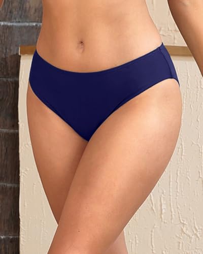 Image of Daci Women's Mid-Rise Full-Coverage Bikini Bottom | Mid-rise bikini bottom with full rear coverage in 82% nylon and 18% spandex for comfortable swimming and beachwear