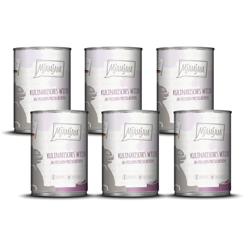 Produktbild von Mjamjam Katzen Nassfutter kulinarisches Wild an frischen Preiselbeeren - 6 x 400 g