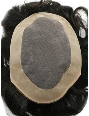 Men's Wig Hairpiece for men fine mono with pu coated all around perimeter