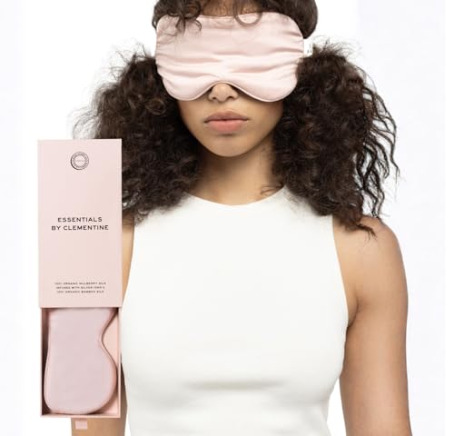 Image of Clementine Mulberry Silk Sleep Mask | Full Blackout Contoured Eye Mask for Sleeping | Organic & Non-Toxic | Oversized Night Blindfold | Hypoallergenic & Frizz-Free Eye Cover for Deep Sleep