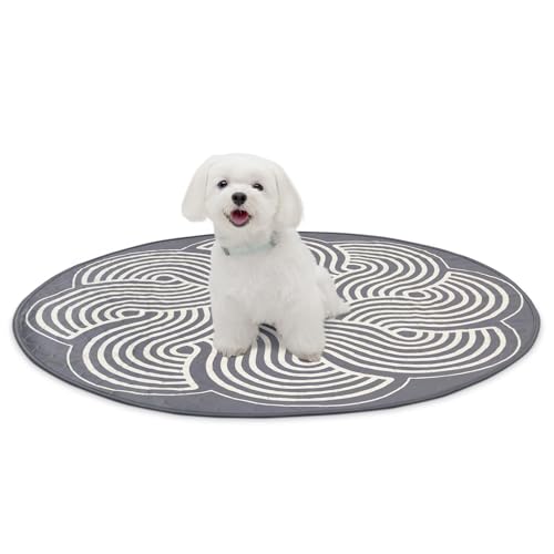 Image of Paw Inspired Round Designer Dog Pads, Dark Brown, 36 inch Size, 2 Pack | Premium Washable Pee Pads, Reusable Puppy Pads, Waterproof Mat, Leakproof, Non-Slip Liner for Potty Training, Whelping