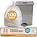 PlasticMill 33 Gallon Clear Garbage Bags,1.3 Mil,100 Bags/ Case (3339)