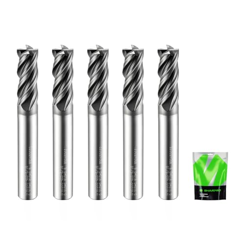 Image of 5 /16 Inch Shank Carbide Square End Mill, 4 Flute CNC End Mills, Heat-Resistant Metal Endmill Suitable Alloy Steel, Stainless Steel, Various Cast Iron(5PCS)