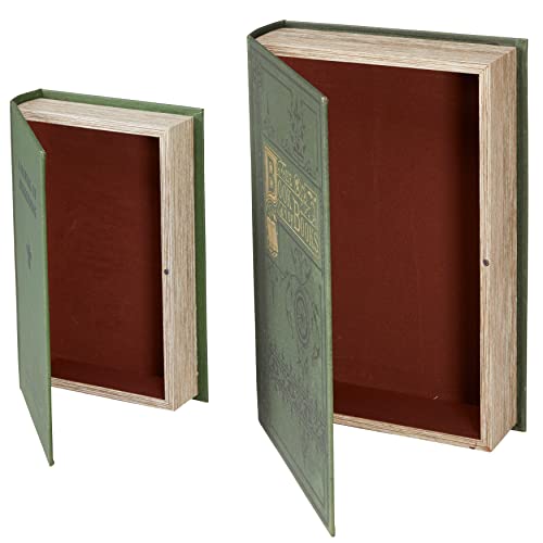The Lakeside Collection Decorative Book Box - Secret Hiding Place for Valuables - Set of 2