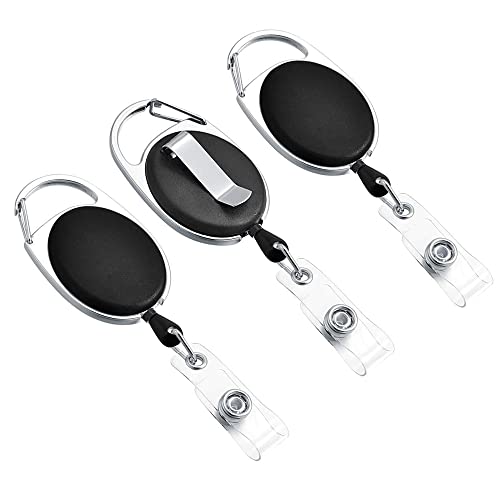 ExxyDirect 3 Pièces Rétractable Porte-clés Badge Carte D'identité Clés pour Insigne de Bureau Cover