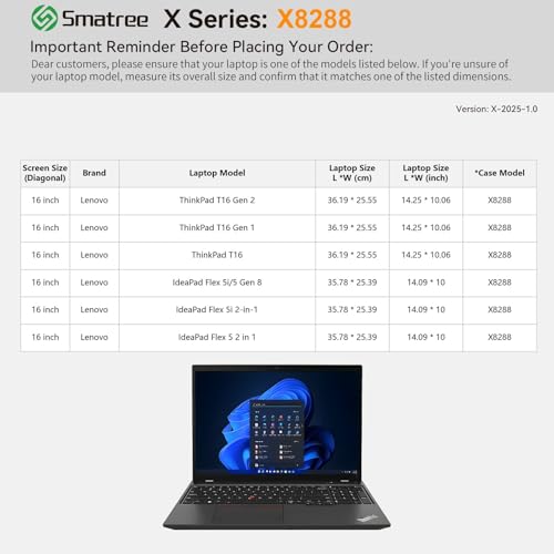 Image of Smatree Hard EVA Protective Sleeve Case Compatible for 16 inch Lenovo IdeaPad Flex 5i /5 2-in-1, IdeaPad Flex 5 /5i Gen 8, ThinkPad T16 Gen 2 /1, ThinkPad T16 Laptop, Green (X8288G)