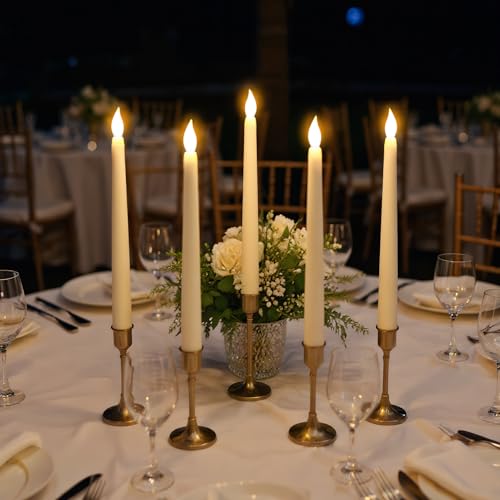 Image of GenSwin 26 Pcs Flameless Taper Candles with 3D Wick, LED Taper Candles Battery Operated, Flameless Battery Candlesticks for Home Party Wedding Christmas Decor(Ivory, 0.78 inchx10.8 inch)