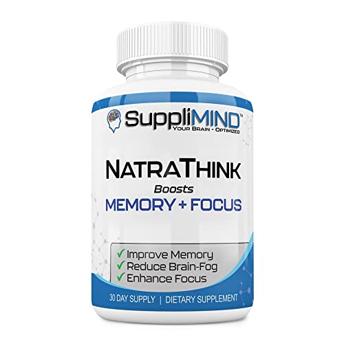 SuppliMind NatraThink - Memory + Focus Brain Support Pills, Focus Vitamins for Adults, Nutritional Memory Booster for Men and Women, with L-Glutamine and Ginkgo Biloba, 30-Day Supply