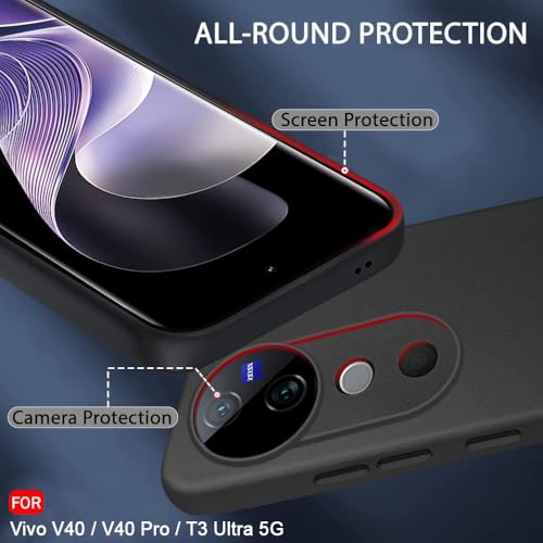 Image of TheGiftKart Sleek Back Cover Case for Vivo V40 / V40 Pro / T3 Ultra 5G | Slim Fit Protective Design | Ultra Matte Finish | Camera Protection Bump | Soft Silicon Back Cover Case (Silicone, Black)