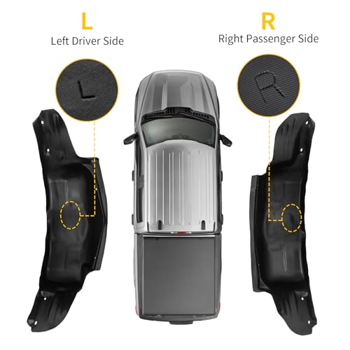 Image of Rear Wheel Well Liners Compatible with 2021-2025 Ford F150 (Not for Raptor) Rear Wheel Arch Liners PE No Drilling Well Guards Tire Inner Fenders for 2024 F-150 Accessories (2PCS)