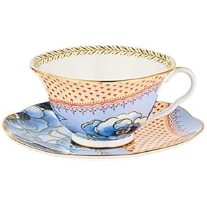 Wedgwood Butterfly Bloom Blue Peony Fine Bone China Teacup & Saucer Set