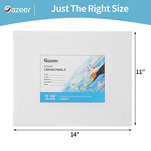 Gazeer Super Value 16Pcs Canvas Panels Artist Painting Canvas Panels - 11x14 Inch - 8 Oz. Canvas Boards for Oil & Acrylic Painting