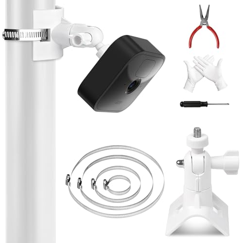 VirtuGro Soporte de poste para cámara para Arlo/Wyze/Blink, soporte universal para poste Eufy 2C/2C, soporte para cámara de seguridad para exteriores e interiores con 4 bridas y anillos ajustables