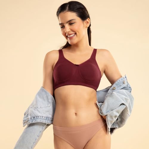 Image of NYKD (NYB169 Cotton Anti Microbial Non Padded & Non Wired Side Support Shaper Bra for Women | Full Coverage Bra with Detailed Contoured Lift & Shape with Wide Straps (Pack of 2)