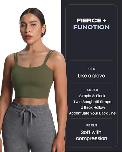 Image of Aoxjox Women's Workout Sports Bras Fitness Padded Backless Yoga Crop Tank Top Twist Back Cami