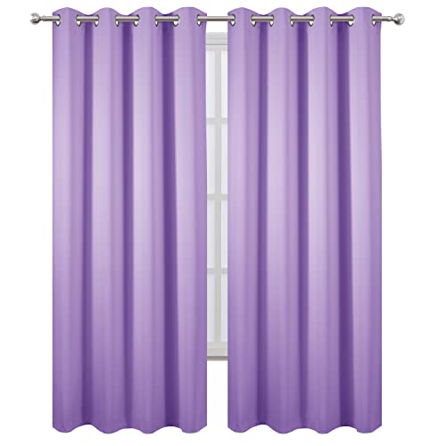 Image of LEMOMO Lilac Blackout Curtains 52 x 84 inch /Lavender Curtains Set of 2 Panels /Thermal Insulated Room Darkening Bedroom Curtains