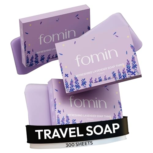 Image of FOMIN Paper Soap Sheets for Hand Washing - 300 Lavender Travel Soap Sheets