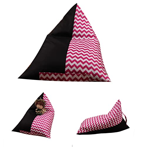MOVKZACV Puf lavable para dormitorio de juguetes de peluche, solo funda de almacenamiento de puf triangular grande para niños