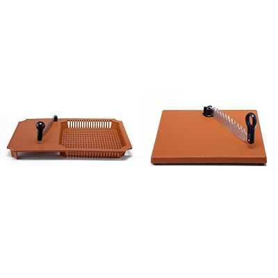 Anjali Cut-N-Wash Deluxe Chopping Board, Brown & Fantastique Flexie Stainless Steel Vegetable Cutter Combo