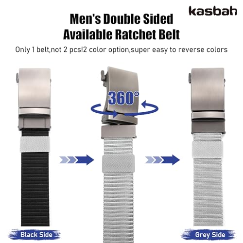 KASBAH Reversible Nylon Ratchet Belt for Men Adjustable No-Hole Design for Casual, Golf, Jeans&Pants Durable Web Belt for Men2