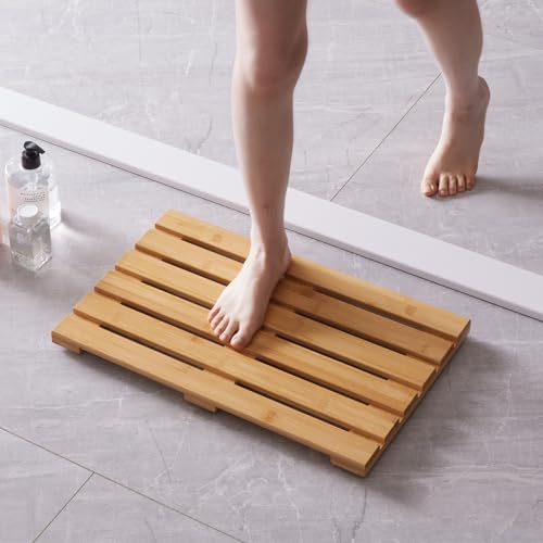 Bath Mat for Shower Wooden Floor Mat for Bathroom Non-Slip | Heavy Duty Shower Mat for Indoor Outdoor