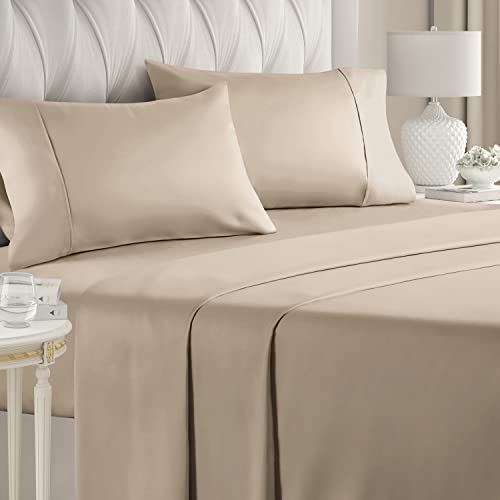 400 Thread Count Cotton - Queen Size Sheet Set - 100% Cotton Sheets - 400-Thread-Count - Sateen Cotton - Deep Pocket Cotton Bed Sheets - Silky & Soft Cotton - Hotel Quality Cotton Sheet for Queen beds