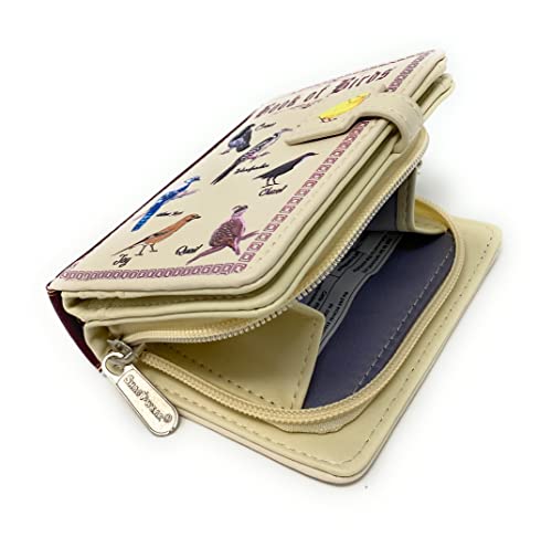 Shag Wear Book of Birds Small Wallet for Women and Geet Girls Vegan Faux Leather 4.5" Beige3