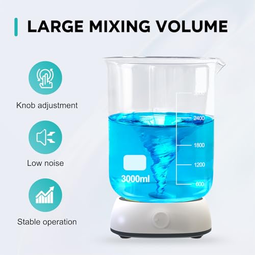 Image of LAB FISH MS5 Digital Magnetic Stirrer Mixer | 2000RPM, 3000ml capacity, includes stir bar, compact design for lab & homebrew mixing