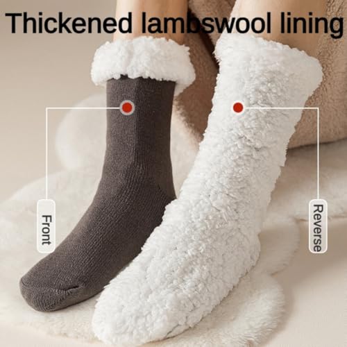Slipper Socks for Men Fuzzy Non Slip Socks Mens Winter Thermal Snowflake Fleece Lining Home Socks 6-112