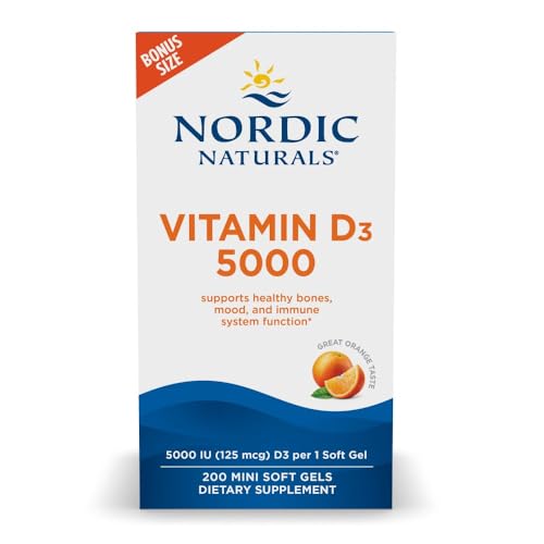 Nordic Naturals Vitamin D3 5000 IU, Non-GMO, Orange - 200 Mini Softgels - image 1