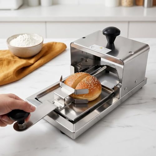 Cortadora de bagels con espesor ajustable de 10 mm en acero inoxidable 8