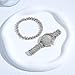 NEWITIN 2 Pieces Women Diamond Watch Bracelet Set Luxury Fashion Jewelry Cubic Zirconia Wristwatch Bracelet Silver Watch Jewelry Set for Women