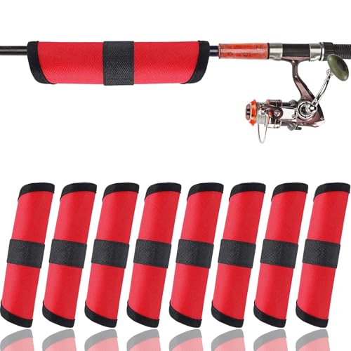 Yisinar 8-Pack 6 Fishing Lure Covers with Heavy-Duty Rod Sleeve Lure Wraps with Velcro - Fishing Hook Covers for Spinning Rod Freshwater/Saltwater