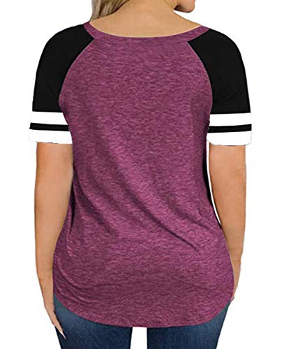 Image of CARCOS Womens Plus Size Tops Short Sleeve Shirts V Neck Tunic Floral /Tie Dye /Solid Summer Tees XL-5X