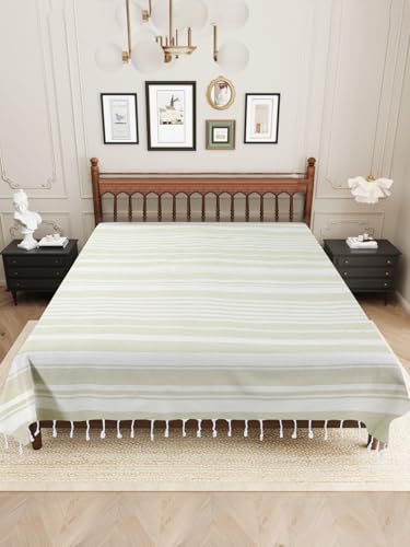 Image of 210 TC Cotton Bedsheet | Handmade Double Bedsheet | Handloom Bedsheets | Without Pillow Cover | Double Bedsheet for Summer (90X100 Inches, 7.5 x 8.3 Feet (Nobel)