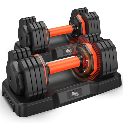 Adjustable Dumbbells Set 25LB, Weights Dumbbells Set 5/10/15/20/25lbs, Anti-Slip Handle...
