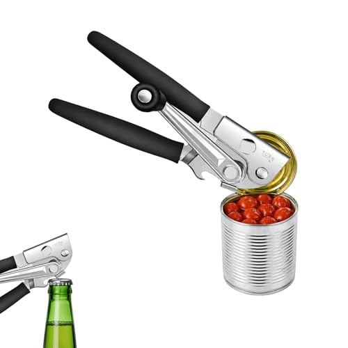 Commercial Can Opener Heavy Duty, Hand Can Opener Manual, Stainless Steel for Restaurant and Home, Black Swing Grips,for Most Bulk Size Cans.