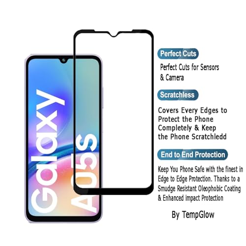 Image of Screen Protector for Samsung A05s 4G (Black) Tempered Glass Edge-to-Edge 6D Screen Guard With Installation Kit
