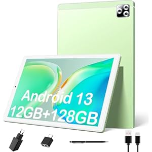 SIMPLORI Tablet 10 Pulgadas, Tablet Android 13, Ocho-núcleos, 12 GB RAM+128 GB ROM, Cámaras 5+13MP, 4G LTE Tablet, Batería 6000mAh, SIM Tablet, Bluetooth, WiFi 2.4G, Tableta con la Pluma (Verde)