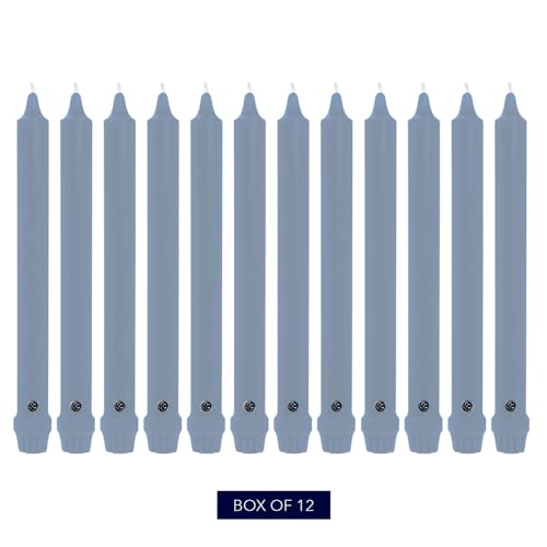 Image of Colonial Candle Unscented Taper Candle, Classic Collection, Wedgewood, 8 in, Pack of 12 - Up to 6 Hours Burn