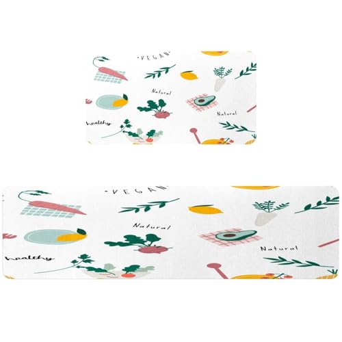Alfombrillas de cocina antideslizantes y lavables con diseño vegetal VAPOKF 2