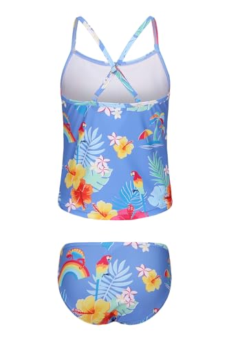 Image of Girls Two Piece Tankini Swimsuits Tie Dye Bathing Suit Kids Hawaiian Swimwear Set 3-16 Years