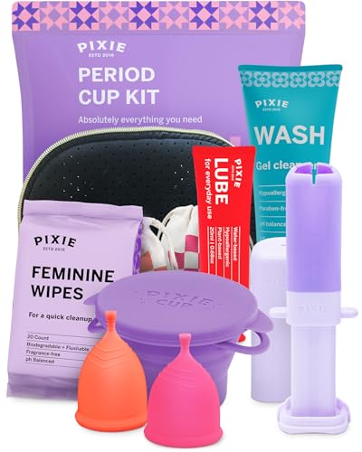Pixie Menstrual Cup Kit - Best Period Cup Starter Kit for Feminine Care - Proven to Be What You Need to Become A Successful Cup User - 100% Medical-Grade Silicone - Tampon Alternative